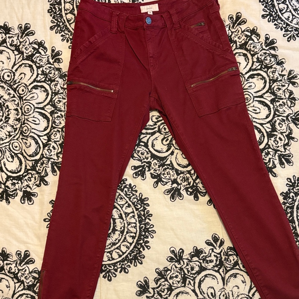 Joie Women's Park Cargo in Burgundy with Zipper Details